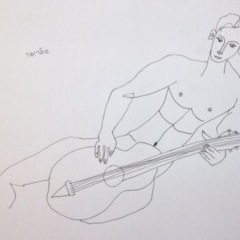 Zeichnungen mit dem Titel "boy with a guitar" von Janna Shulrufer, Original-Kunstwerk, Andere