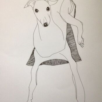 Drawing titled "dog1" by Janna Shulrufer, Original Artwork, Gel pen