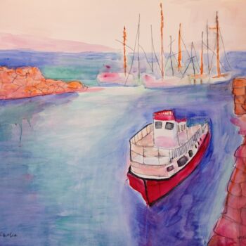 Painting titled "seascape 1" by Janna Shulrufer, Original Artwork, Watercolor