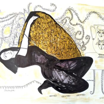 Dessin intitulée "shawl dance" par Janna Shulrufer, Œuvre d'art originale, Encre