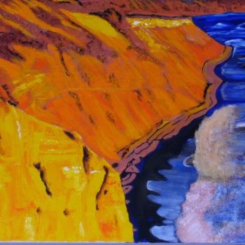 Painting titled "The Cliffs at Palom…" by Jan Wall, Original Artwork, Oil