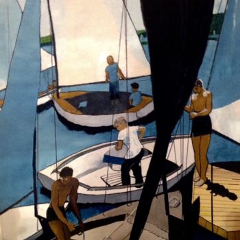 Painting titled "Sailing" by Jan Wall, Original Artwork, Oil