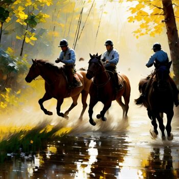 Schilderij getiteld "Horse Riders Painti…" door Jared Gonthier, Origineel Kunstwerk, Acryl
