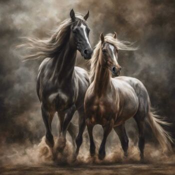 Schilderij getiteld "Horses by Jared Gon…" door Jared Gonthier, Origineel Kunstwerk, Acryl