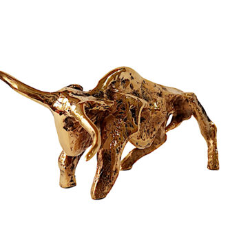 Skulptur mit dem Titel "Golden Bull" von Jaromir Gargulak, Original-Kunstwerk, Bronze