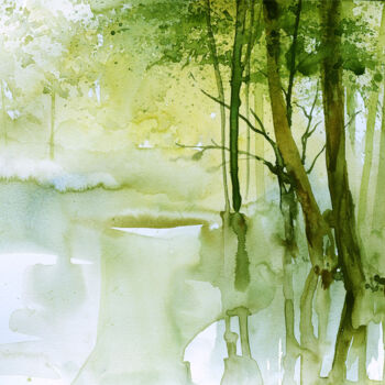 Painting titled "Kampinos Forest 33" by Jaroslaw Filipek, Original Artwork, Watercolor