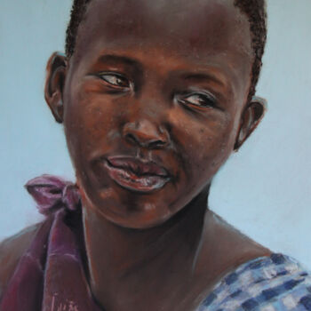 图画 标题为“Joven Masai. Tanzan…” 由Javier Ipiña, 原创艺术品, 粉彩
