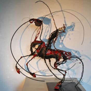 "Lancier rouge" başlıklı Heykel Jean-Christophe Bridoux tarafından, Orijinal sanat, Seramik