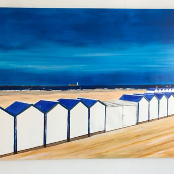 Peinture intitulée "Beach 1 « Les caban…" par Jc7, Œuvre d'art originale