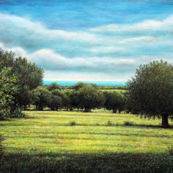 Painting titled "santo-estevao-lands…" by José A Cavaco, Original Artwork, Oil