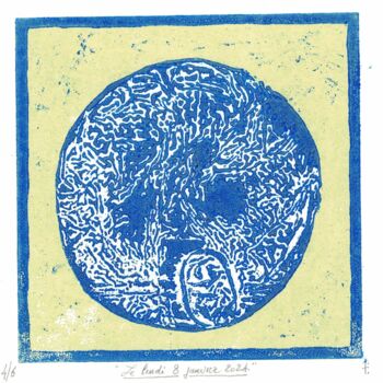 Printmaking titled ""Le lundi 08 janvie…" by Jean-Bernard Fenouillas, Original Artwork, Xylography