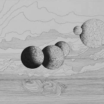 Disegno intitolato "Horizon" da Jean-Christophe Labrue, Opera d'arte originale, Inchiostro