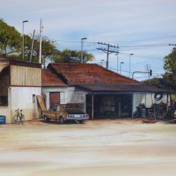 Painting titled "Garage à Rio de Jan…" by Jean-Christophe Latger, Original Artwork, Watercolor