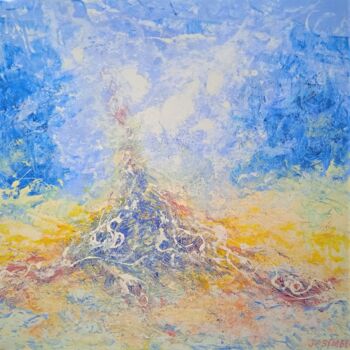 Painting titled "Ascension astrale" by Jean-Claude Bemben, Original Artwork, Oil Mounted on Wood Stretcher frame