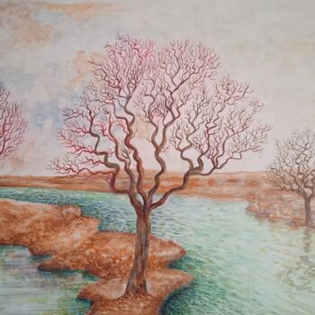 Painting titled "Début d'inondation" by Jean-Claude Bemben, Original Artwork, Watercolor