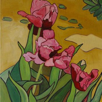 "Trois tulipes roses…" başlıklı Tablo Jean-Claude Penet tarafından, Orijinal sanat, Akrilik