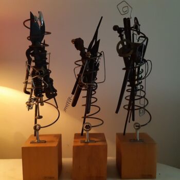 Скульптура под названием "trio" - Jean Huard, Подлинное произведение искусства, Нержавеющая сталь