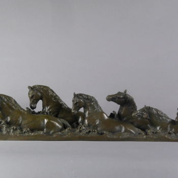 Escultura titulada "7 chevaux sortant d…" por Jean-François Leroy, Obra de arte original, Metales