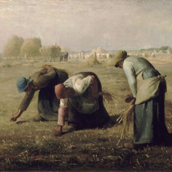 Painting titled "Des glaneuses" by Jean-François Millet, Original Artwork, Oil