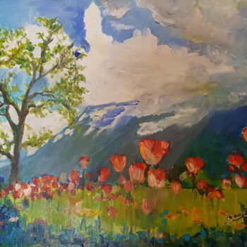 "Coquelicots" başlıklı Tablo Jean-Lou tarafından, Orijinal sanat, Petrol