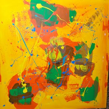 Pintura titulada "Univers jaune" por Jean Louis Bourdon, Obra de arte original, Acrílico Montado en Bastidor de camilla de m…