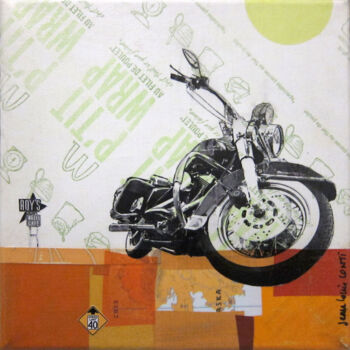 Collages titled "vintage highways #40" by Jean-Louis Conti, Original Artwork, Collages Mounted on Wood Stretcher frame