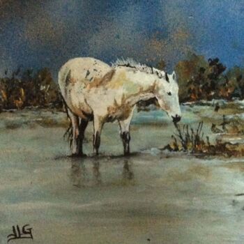 Peinture intitulée "Cheval de camargue 6" par Jean-Luc Garcia, Œuvre d'art originale, Acrylique