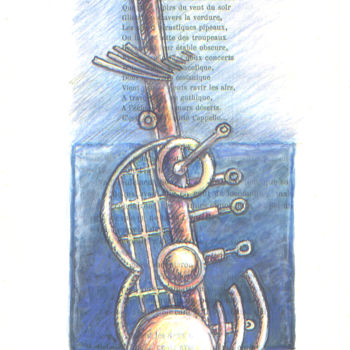 Desenho intitulada "MUSICA" por Jean-Luc Lacroix (JL LACROIX), Obras de arte originais, Conté