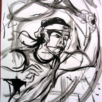 Schilderij getiteld "20 Tennis" door Jean-Luc Lopez, Origineel Kunstwerk, Inkt