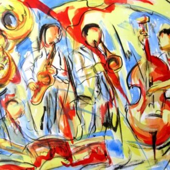 Painting titled "Quintet" by Jean-Luc Lopez, Original Artwork, Watercolor