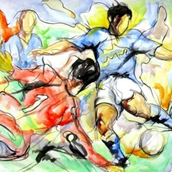 Painting titled "147 - A bout portant" by Jean-Luc Lopez, Original Artwork, Watercolor