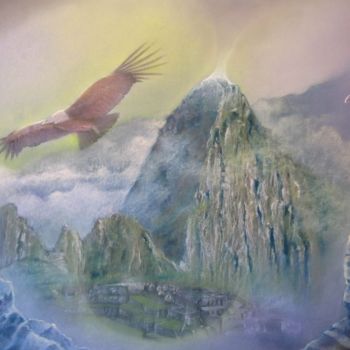 Painting titled "Machu Pichu" by Jean Luc Mariot, Original Artwork, Pastel