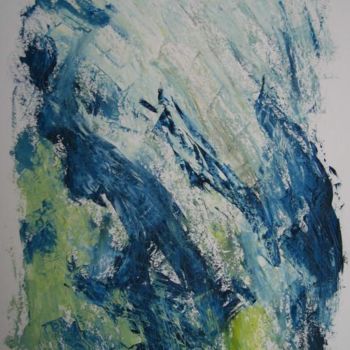 Painting titled "bleu et jaune" by Jean-Marc Demabre, Original Artwork, Oil