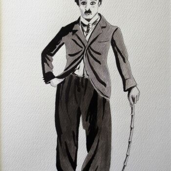 "Chaplin (1)" başlıklı Tablo Jean Marie Lecoix tarafından, Orijinal sanat, Mürekkep