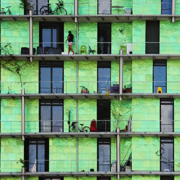 Photographie intitulée "Façade verte- Paris" par Jean-Marie Virat, Œuvre d'art originale, Photographie numérique