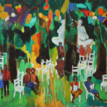 Pittura intitolato "Le Jardin du Luxemb…" da Jean-Maxime Relange, Opera d'arte originale, Olio Montato su Telaio per barella…