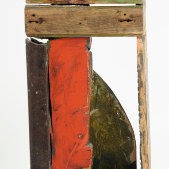 Sculpture intitulée "bois-peint-et-acier…" par Jean-Michel Correia, Œuvre d'art originale, Bois