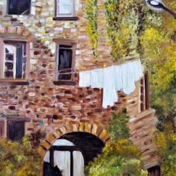 Painting titled "village résistant" by Jean Gaborieau, Original Artwork