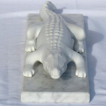 Carrara Marble Teddy Bear Sculpture by Jean-Michel Garino