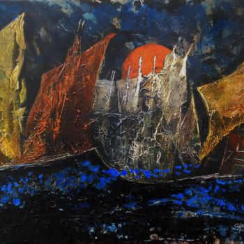 Malerei mit dem Titel "Bateau ivre" von Gipéhel, Original-Kunstwerk, Acryl