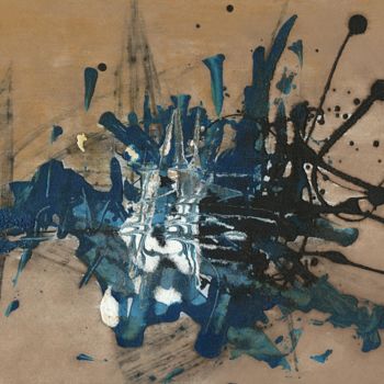 Painting titled "Reflet Bleu" by Gipéhel, Original Artwork, Acrylic
