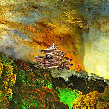Fotografia intitulada "hangzou-pagode-ciel…" por Jean-Paul Martin, Obras de arte originais