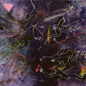Картина под названием "Les étoiles Orageus…" - Jean-Philippe Degraeve, Подлинное произведение искусства, Акрил