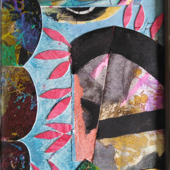 Collagen mit dem Titel "Madala." von Jean Philippe Desmoulins, Original-Kunstwerk, Collagen Auf Holzplatte montiert