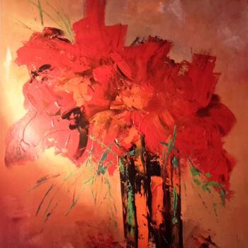 Картина под названием "le bouquet rouge" - Jean-Pierre Duquaire, Подлинное произведение искусства, Акрил