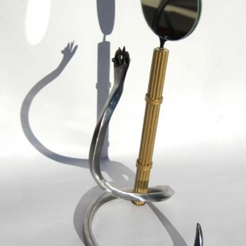 Sculpture intitulée "Caducée acier" par Jean Remaury, Œuvre d'art originale, Métaux