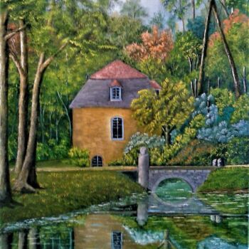 Malerei mit dem Titel "le chateau de coura…" von Jean-Yves Saint Lezer, Original-Kunstwerk, Öl