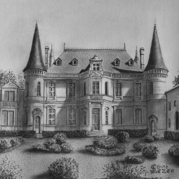 Drawing titled "Château PALMER" by Jean-Yves Saint Lezer, Original Artwork, Pencil