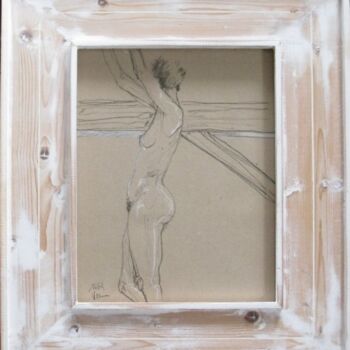 Drawing titled "dessin - nu - femme…" by Jean-Yves Verne, Original Artwork, Graphite Mounted on Other rigid panel