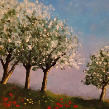 Painting titled "Printemps en Norman…" by Jean-Claude Plet, Original Artwork, Acrylic Mounted on Wood Stretcher frame